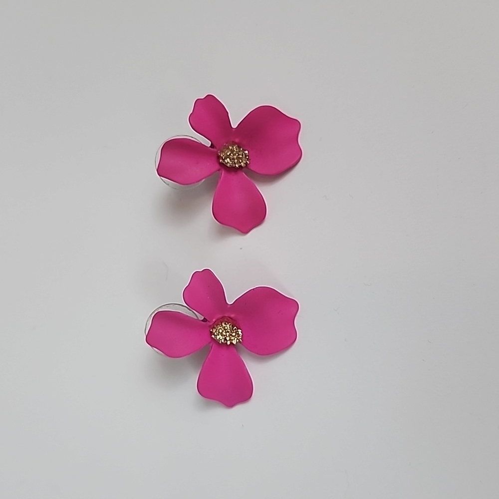 Pink/Gold Floral Earrings
